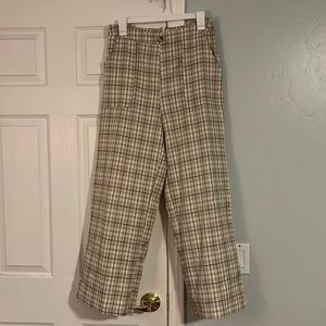 Shein Women’s Cream Plaid pants Size M
